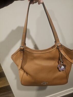 Coach Meadow Pebbled Leather Shoulder Bag in Tan/Cognac